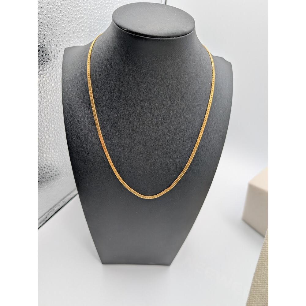 14K Yellow Gold Herringbone Chain Necklace 18" Italy 8.00g Solid Gold Vintage